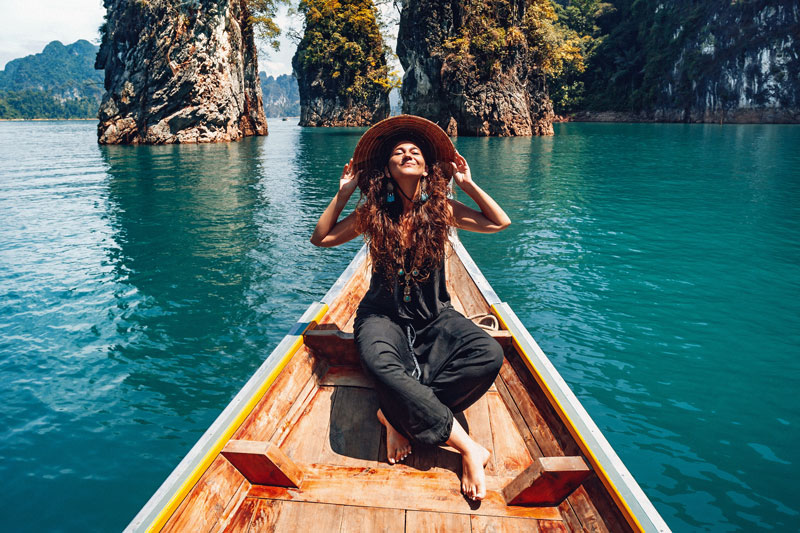 woman riding in a boat